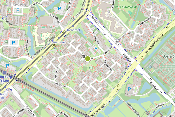 Ambulance-melding op Tulpentuin, Voorburg op 28 juni, kaart-overzicht
