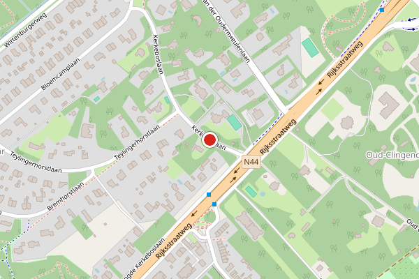 Brandweer-melding op Kerkeboslaan, Wassenaar op 28 juni, kaart-overzicht