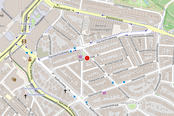 Brandweer-melding op Bosschestraat, Den Haag op 28 juni, kaart-overzicht