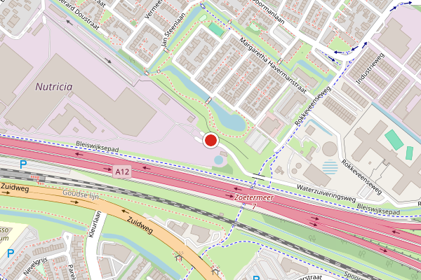 Brandweer-melding op Waterzuiveringsweg, Zoetermeer op 28 juni, kaart-overzicht