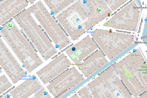 Politie-melding op Hugo de Grootstraat, Delft op 6 mei, kaart-overzicht