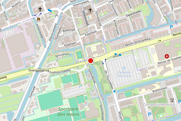 Brandweer-melding op Reinier de Graafweg, Delft op 6 mei, kaart-overzicht
