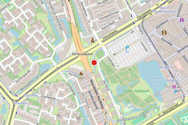 Brandweer-melding op Via Donizetti, Voorburg op 29 juni, kaart-overzicht