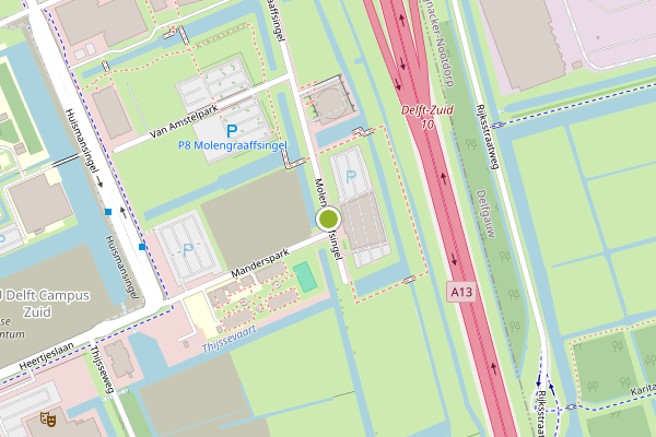 Ambulance-melding op Molengraaffsingel, Delft op 29 juni, kaart-overzicht