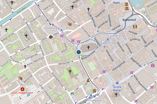 Politie-melding op Torenstraat, Den Haag op 6 mei, kaart-overzicht