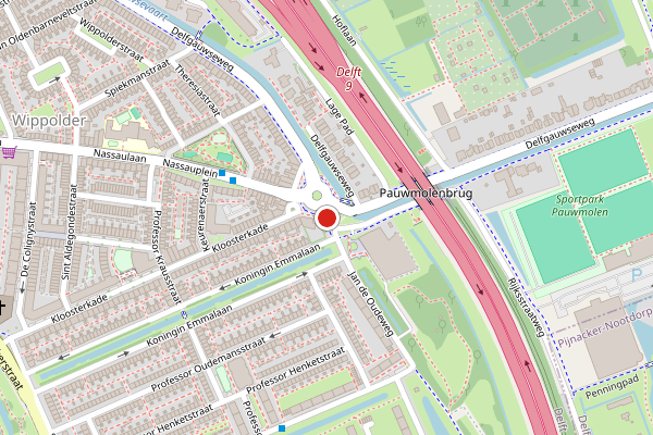 Brandweer-melding op Jan de Oudeweg, Delft op 29 juni, kaart-overzicht