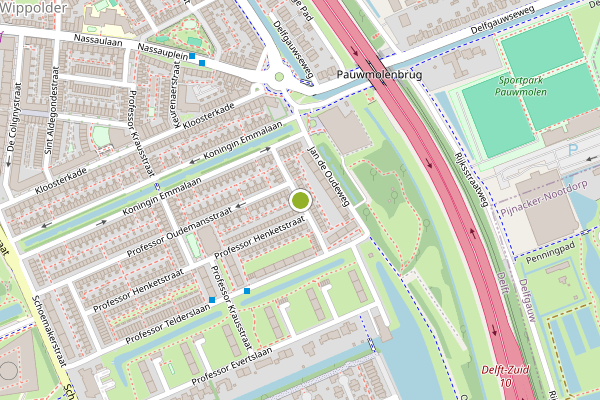 Ambulance-melding op Ernst Casimirstraat, Delft op 30 juni, kaart-overzicht