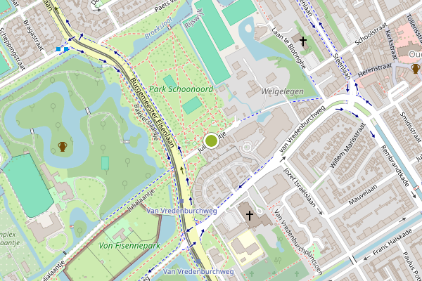 Ambulance-melding op Julialaantje, Rijswijk op 30 juni, kaart-overzicht
