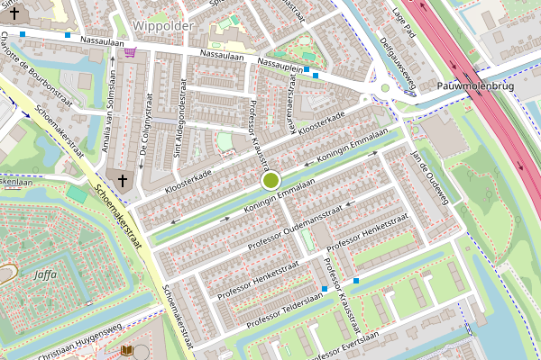 Ambulance-melding op Koningin Emmalaan, Delft op 30 juni, kaart-overzicht