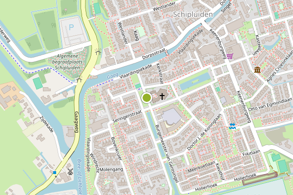 Ambulance-melding op Burg van Gentsingel, Schipluiden op 1 juli, kaart-overzicht