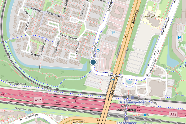 Politie-melding op Bredewater, Zoetermeer op 1 juli, kaart-overzicht