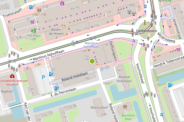 Ambulance-melding op Martinus Nijhofflaan, Delft op 3 juli, kaart-overzicht