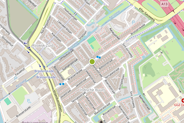 Ambulance-melding op Bankastraat, Delft op 4 juli, kaart-overzicht