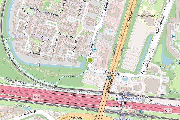 Ambulance-melding op Bredewater, Zoetermeer op 5 juli, kaart-overzicht