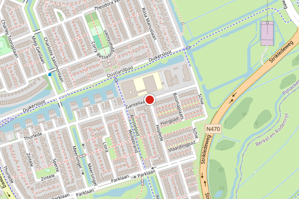 Brandweer-melding op Gantellaan, Pijnacker op 5 juli, kaart-overzicht