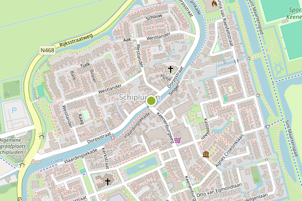 Ambulance-melding op Dorpsstraat, Schipluiden op 5 juli, kaart-overzicht