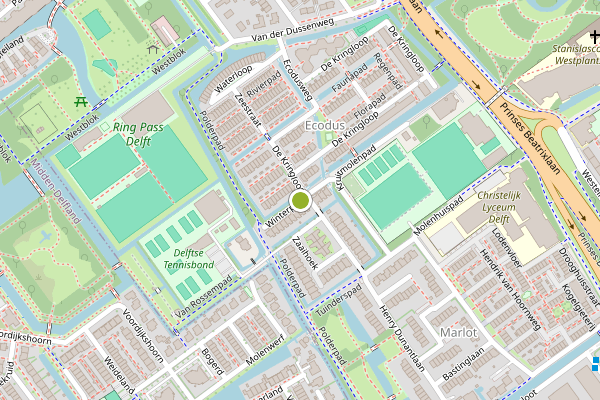 Ambulance-melding op Winterpad, Delft op 8 mei, kaart-overzicht