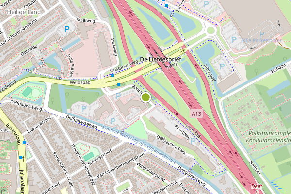 Ambulance-melding op Poortweg, Delft op 6 juli, kaart-overzicht