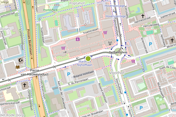 Ambulance-melding op Martinus Nijhofflaan, Delft op 6 juli, kaart-overzicht