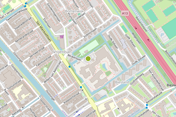 Ambulance-melding op Beukenlaan, Delft op 6 juli, kaart-overzicht
