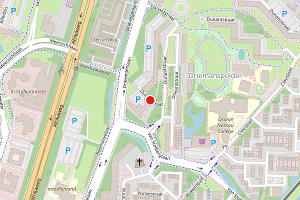 Brandweer-melding op Dunantstraat, Zoetermeer op 7 juli, kaart-overzicht