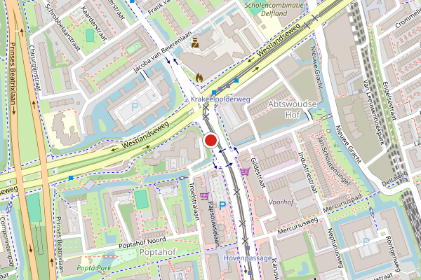 Brandweer-melding op Papsouwselaan, Delft op 7 juli, kaart-overzicht
