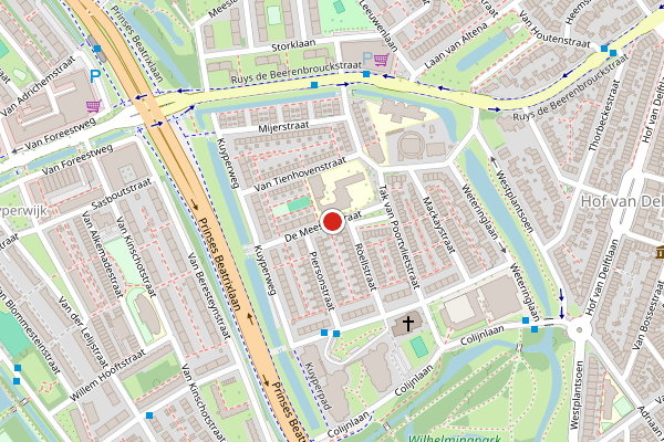 Brandweer-melding op De Meesterstraat, Delft op 8 juli, kaart-overzicht