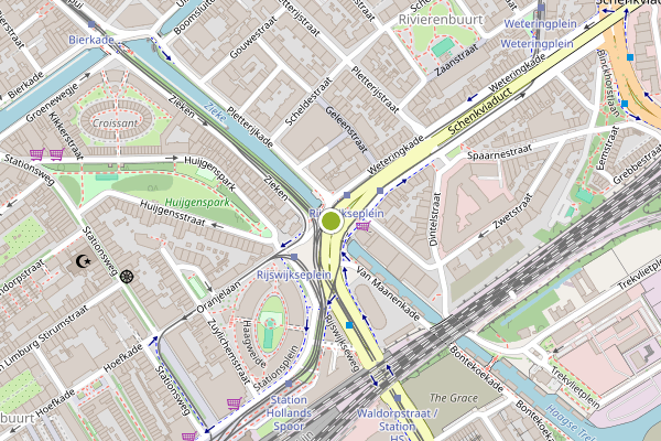 Ambulance-melding op Rijswijkseplein, Den Haag op 8 mei, kaart-overzicht