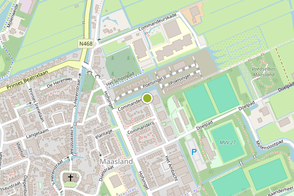 Ambulance-melding op Commanderij, Maasland op 9 juli, kaart-overzicht