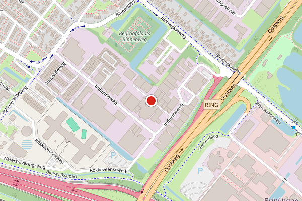 Brandweer-melding op Industrieweg, Zoetermeer op 9 juli, kaart-overzicht