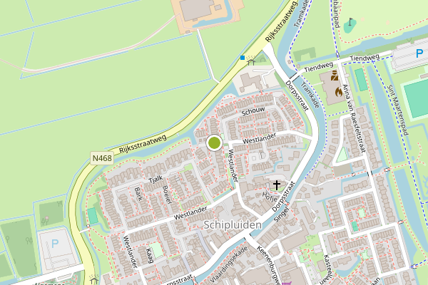 Ambulance-melding op Aak, Schipluiden op 10 juli, kaart-overzicht