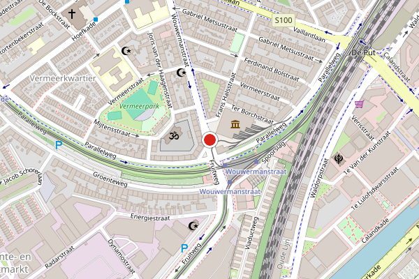Brandweer-melding op Wouwermanstraat, Den Haag op 9 mei, kaart-overzicht