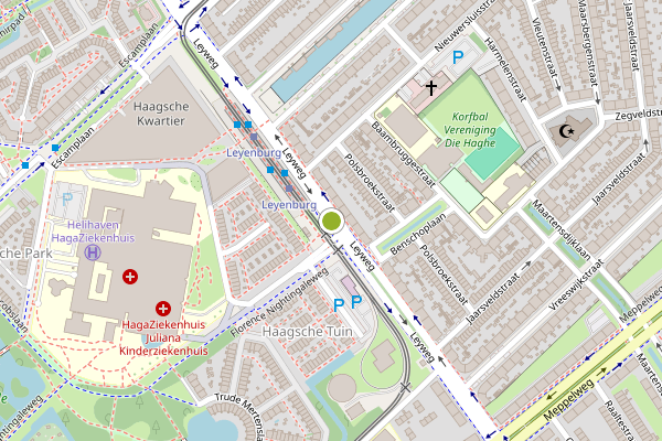 Ambulance-melding op Leyweg, Den Haag op 8 mei, kaart-overzicht