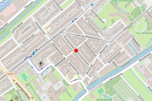 Brandweer-melding op Koninginnelaan, Voorburg op 10 juli, kaart-overzicht