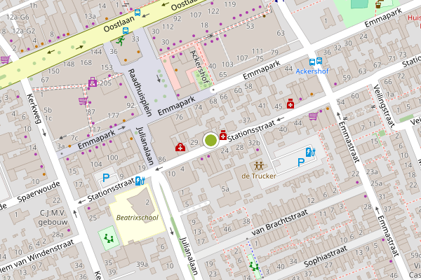 Ambulance-melding op Stationsstraat, Pijnacker op 11 juli, kaart-overzicht