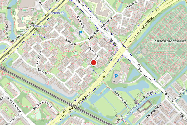 Brandweer-melding op Tulpentuin, Voorburg op 9 mei, kaart-overzicht