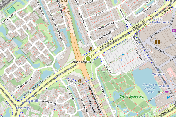 Ambulance-melding op Monseigneur van Steelaan, Voorburg op 9 mei, kaart-overzicht