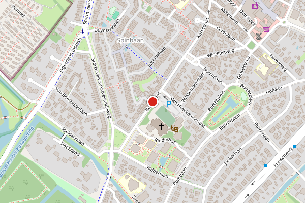 Brandweer-melding op Kerkstraat, Wassenaar op 11 juli, kaart-overzicht