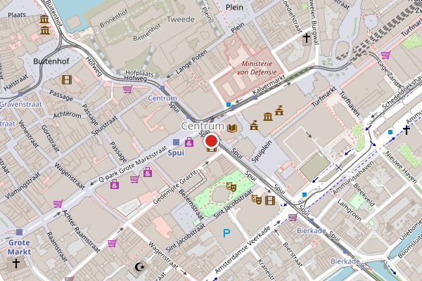 Brandweer-melding op Spui, Den Haag op 9 mei, kaart-overzicht