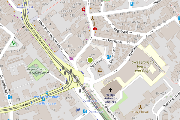 Ambulance-melding op Scheveningseweg, Den Haag op 9 mei, kaart-overzicht