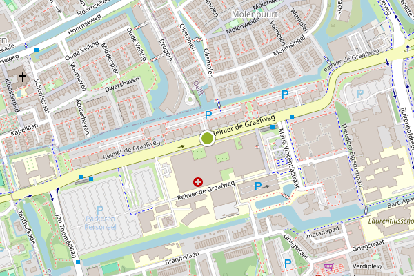 Ambulance-melding op Reinier de Graafweg, Delft op 12 juli, kaart-overzicht