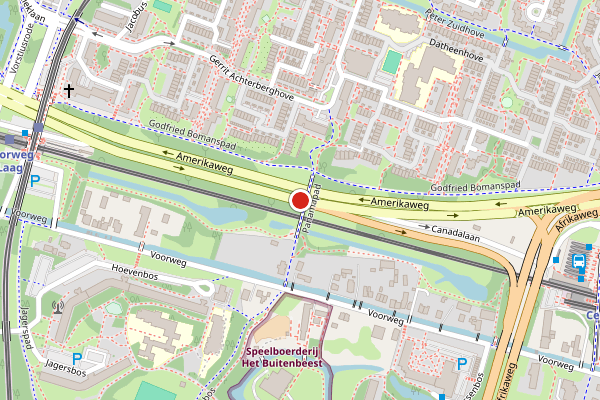Brandweer-melding op Amerikaweg, Zoetermeer op 12 juli, kaart-overzicht