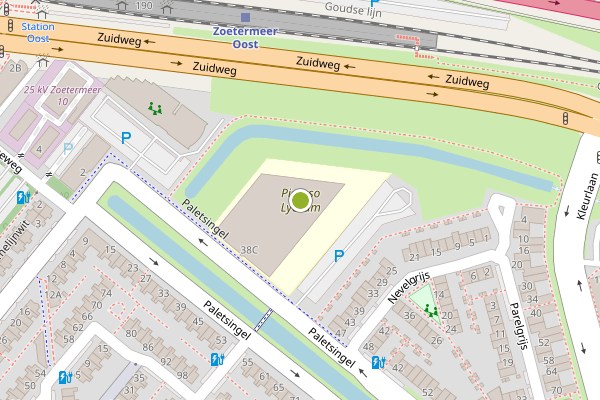 Ambulance-melding op Paletsingel, Zoetermeer op 13 juli, kaart-overzicht