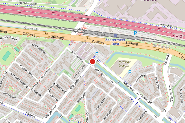Brandweer-melding op Paletsingel, Zoetermeer op 13 juli, kaart-overzicht