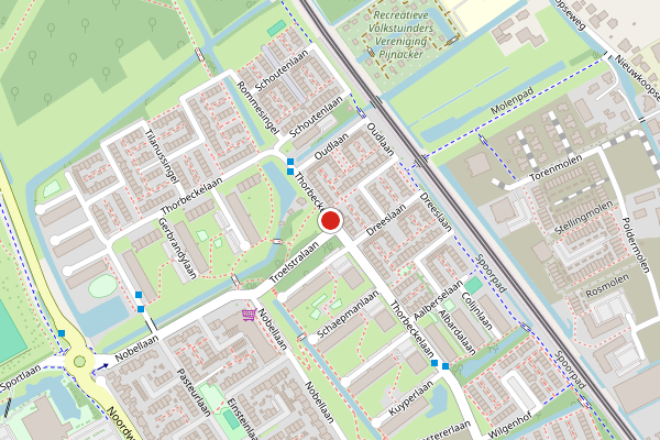 Brandweer-melding op Thorbeckelaan, Pijnacker op 13 juli, kaart-overzicht