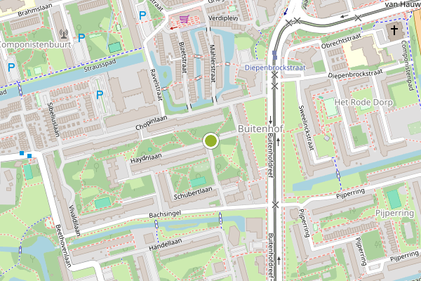 Ambulance-melding op Schubertlaan, Delft op 13 juli, kaart-overzicht