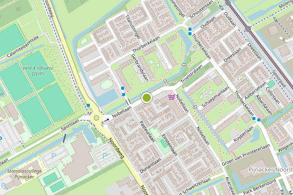 Ambulance-melding op Nobellaan, Pijnacker op 14 juli, kaart-overzicht