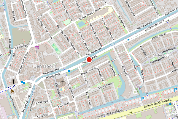 Brandweer-melding op Hoornseweg, Den Hoorn ZH op 14 juli, kaart-overzicht