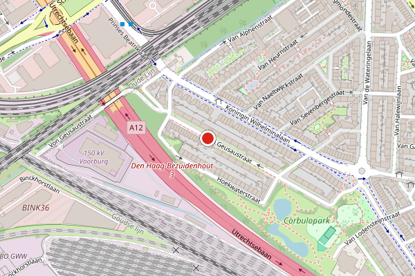 Brandweer-melding op Von Geusaustraat, Voorburg op 15 juli, kaart-overzicht