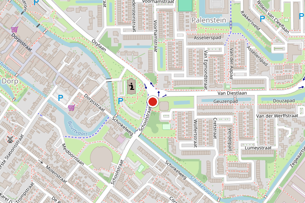Brandweer-melding op Schoolstraat, Zoetermeer op 9 mei, kaart-overzicht